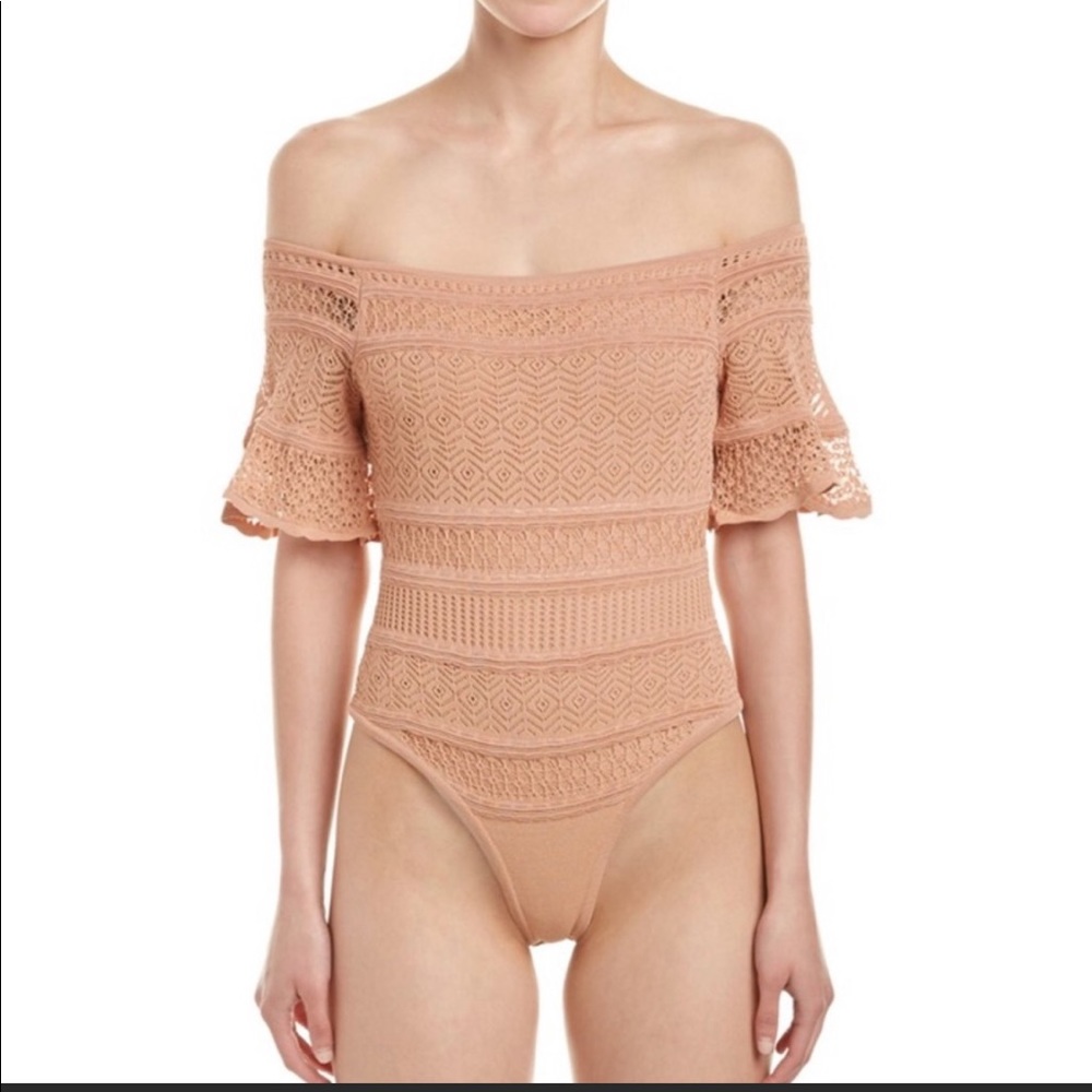Ronny Kobo Pointelle Knit Thong Bodysuit